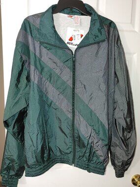 Vintage- Nucleus- Men's Windbreaker- Colorblock– Gray/Green– Lrg-Montgomery Ward
